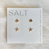 COASTAL STUD SETS | 18k gold | seashell & starfish earrings