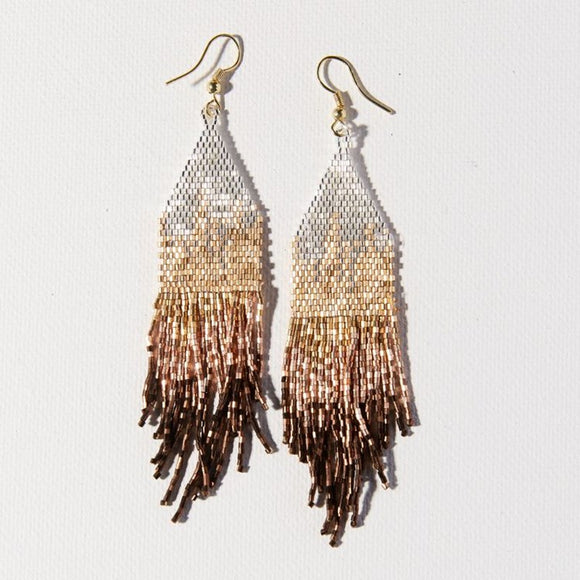 Claire Ombre fringe earrings mixed metallic