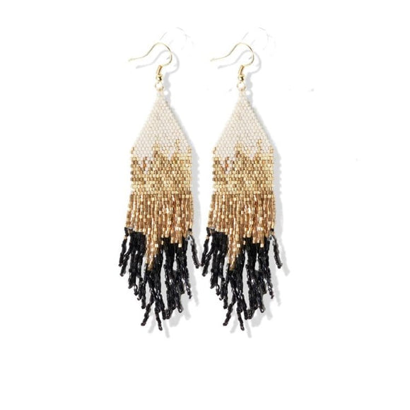 Claire Ombre beaded fringe earrings black