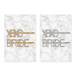 Rhinestone Hair Clips XOXO Bride Gold