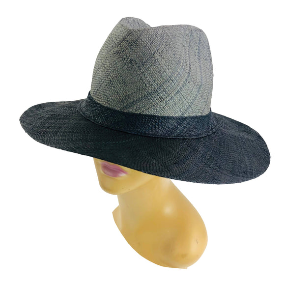 Panama Black/Grey Straw Hat