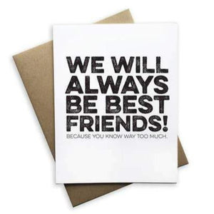 We Will Always Be Best Friends Notecard (White)