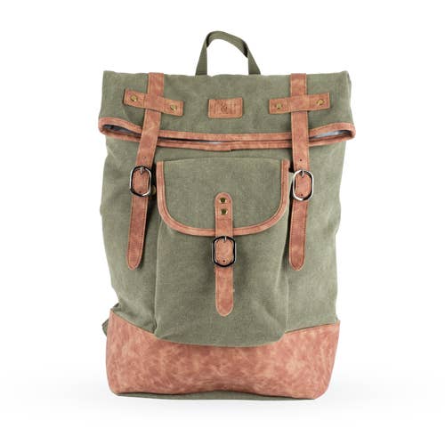 Insulated Canvas Cooler Backpack in Green