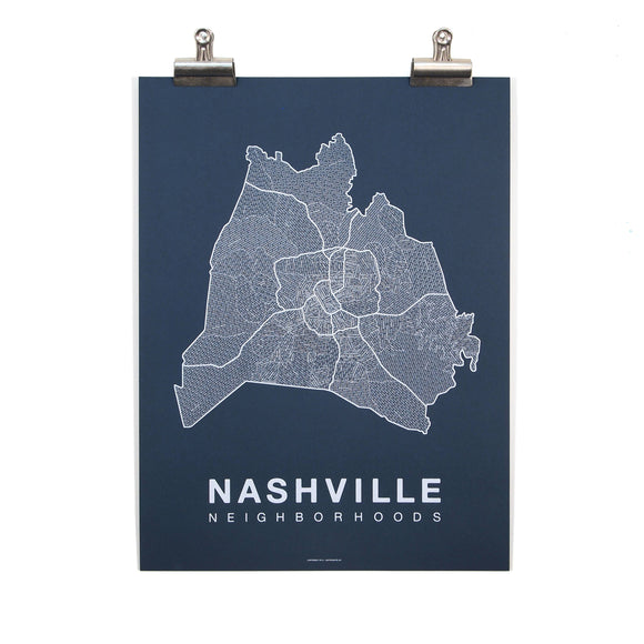 Nashville Print / White on Navy