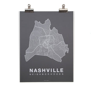 Nashville Print / White on Charcoal
