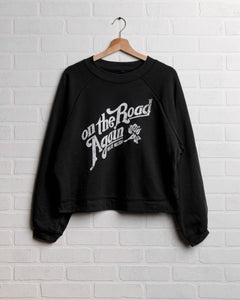 Willie Nelson On The Road Again Black Cropped Sweatshirt