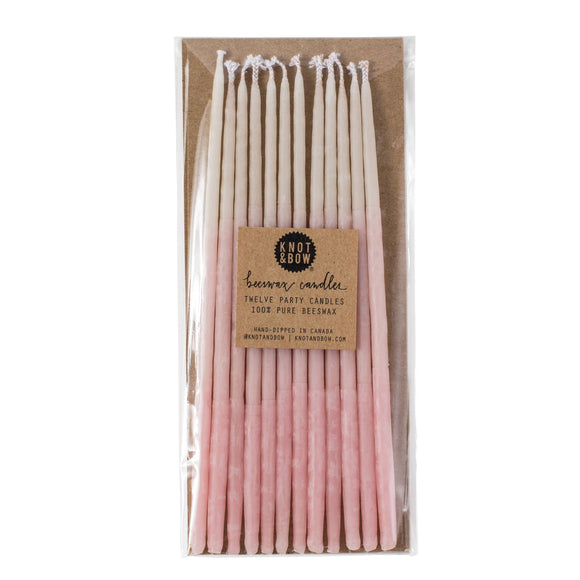 Tall Pink Ombre Beeswax Birthday Candles