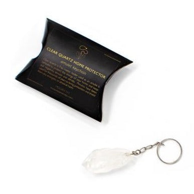 Clear quartz home protector ~ amulet keychain