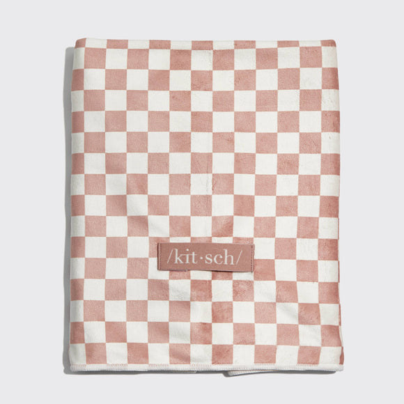 Quick-Dry Towel Wrap Terracotta Checker