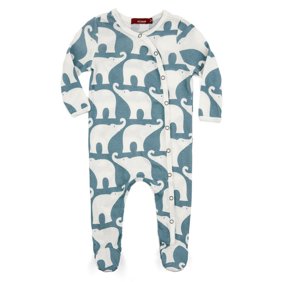 FOOTED ROMPER BLUE ELEPHANT
