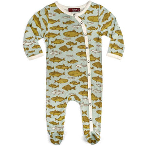 Footed Romper Blue Fish
