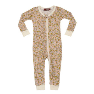 Organic Zipper Pajama Rose Floral 3-4Y