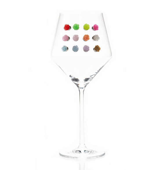 Mini Rosette Wine Glass Charms, Set of 12