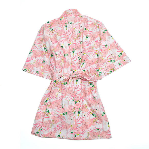 Flamingo Champagne Kimono Robe
