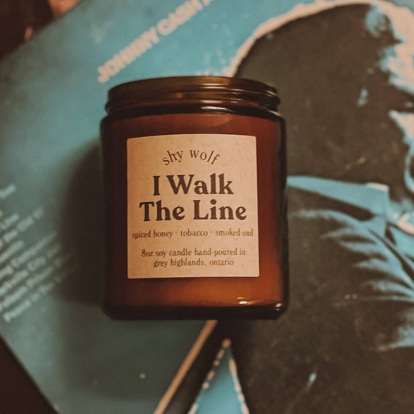I Walk the Line Candle - Johnny Cash Inspired - Honey, Oud