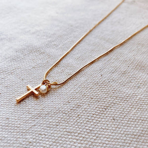 Pearl Pendant Necklace Cross