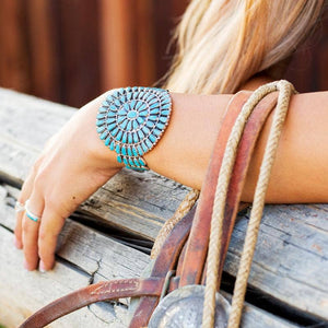 Turquoise Cuff - Western Concho Wide Cuff Bracelet