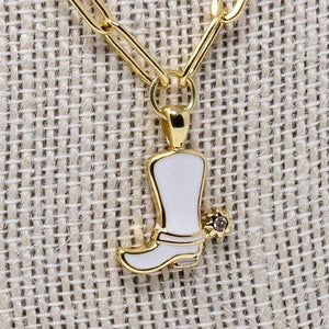White Cowboy Boot Necklace