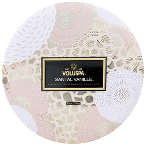 SANTAL VANILLE 3 WICK 12 OZ CANDLE IN DECORATIVE TIN