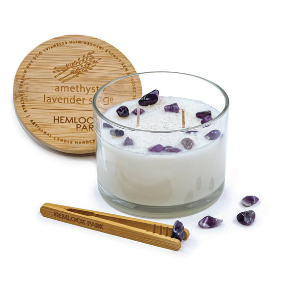 Amethyst Lavender Sage | Crystal Candle