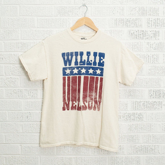 Willie Nelson Stars Off White Thrifted Tee