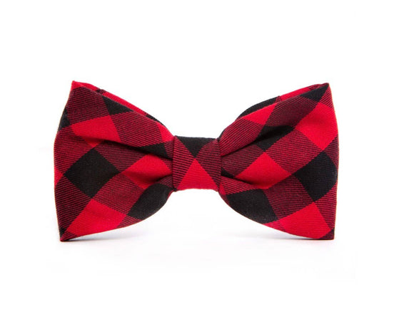 Red and Black Buffalo Check Dog Bow Tie