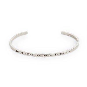 CUFF - SHE BELIEVED SHE COULD SO SHE DID, STERLING SILVER