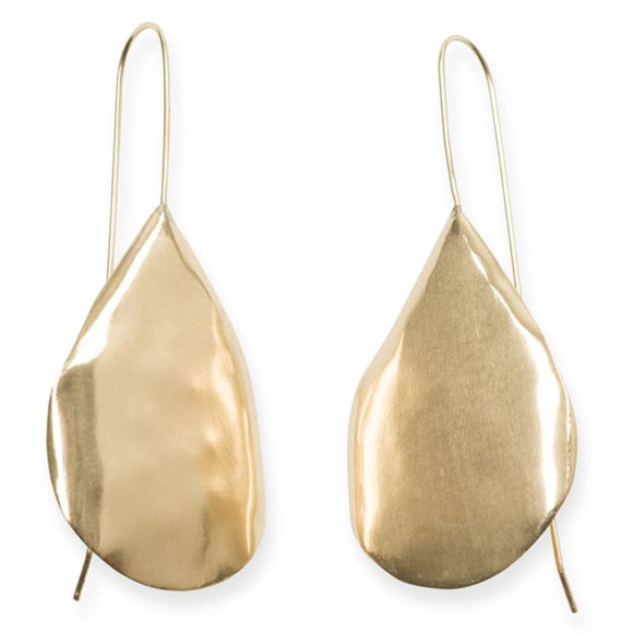 Brass Solid Organic Drop Earrings 2.75