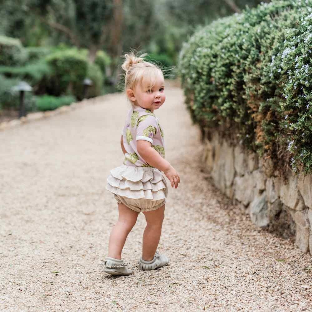 Green Ruffle Bloomer Organic Ruffle Bloomer Heathered Oatmeal 12-18M – Sercy+Co