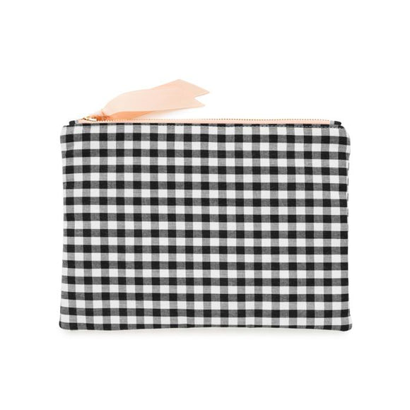 Fabric Pouch, Black and White Gingham