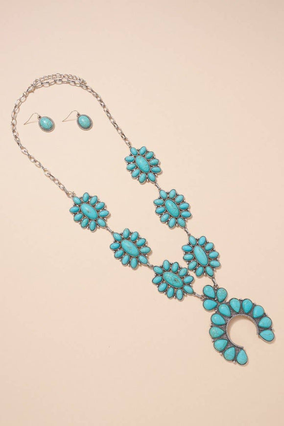 Lariat Long Squash Blossom Turquoise Necklace