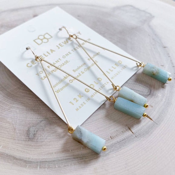 V Drop Earrings Amazonite