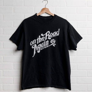 Willie Nelson On The Road Again Black Tee