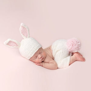 Bailey Bunny Knit Newborn Set (White / Pink)