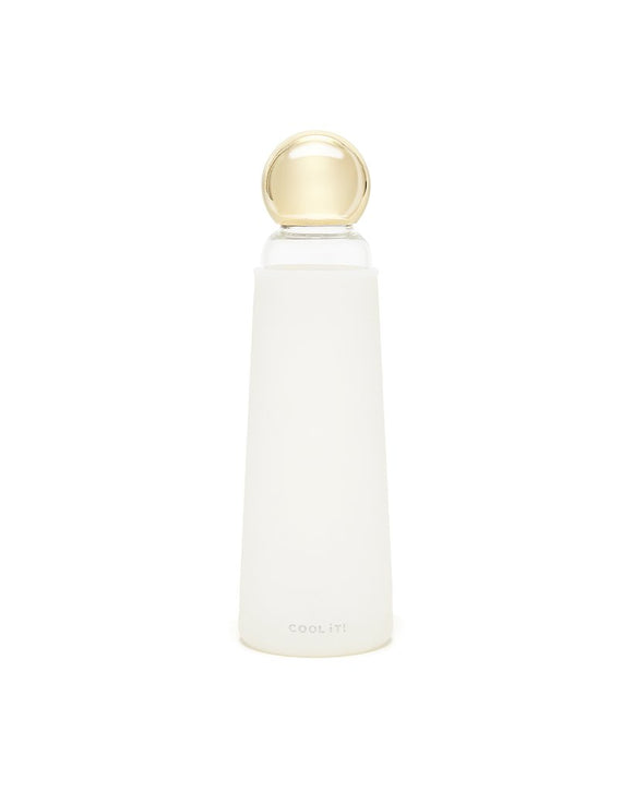 Deluxe Cool It! glass water bottle - white and gold