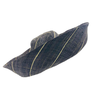 5" Brim Monica Pin Stripe Straw Hat Black
