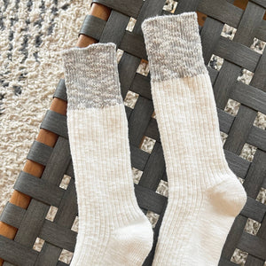 Color Block Cottage Socks Linen/Grey