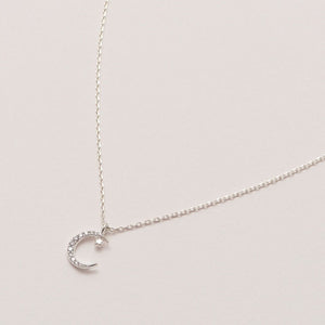 Moon & Star Necklace Silver Plated