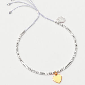 Louise Bracelet With Gold Heart Charm - Silver Plated