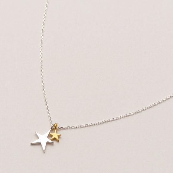 Two Tone Double Star Necklac