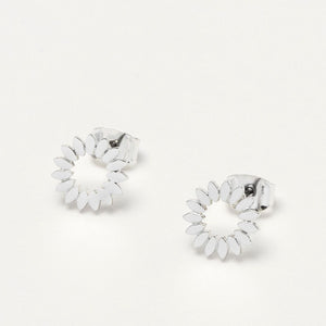 Modern Floral Stud Earring - Silver Plated