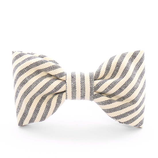 Charcoal Stripe Dog Bow Tie Standard