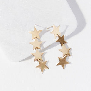 Brass Falling Stars Earrings 1.75"