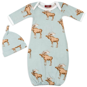 Organic Newborn Gown/Hat Moose