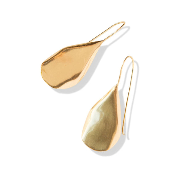 Small Organic Drop Brass Earrings 1.75