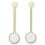 IVORY AND BRASS CERAMIC PENDALUM EARRING